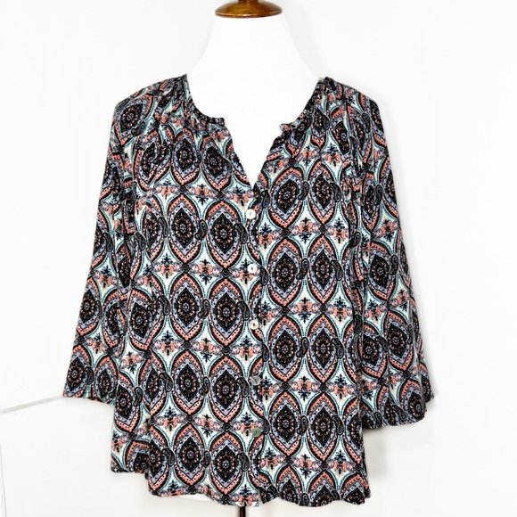 Show Me Your Mumu Mosaic Paisley High Low Peasant Top - Picture 9 of 11